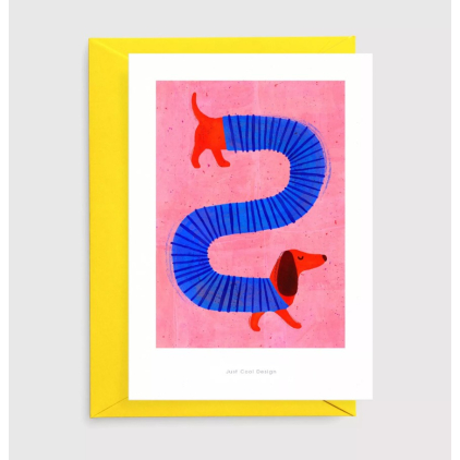Carte postale avec enveloppe - Chien saucisse