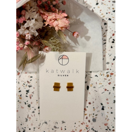 Boucles d'oreilles - or - rectangle et barrette