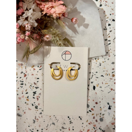 Boucles d'oreilles - or - créoles hexagone