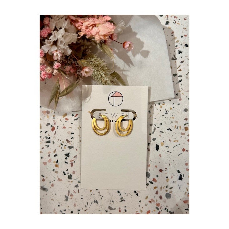Boucles d'oreilles - or - créoles hexagone