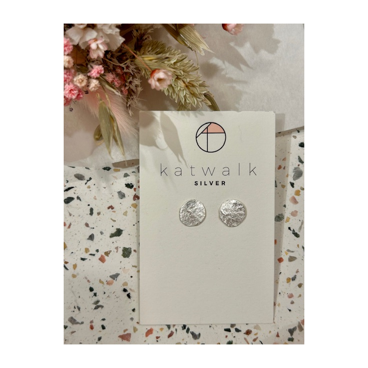 Boucles d'oreilles - argent - rond moyen martelé