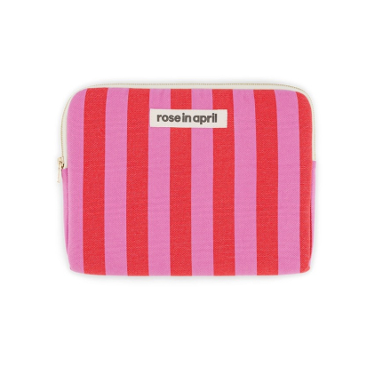 Pochette iPad Anouk - Rayures - Orchidée / tomato
