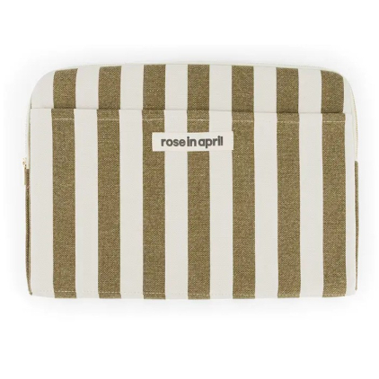 Pochette d'ordinateur Octave 13"/14" - Rayures - Olive / greige