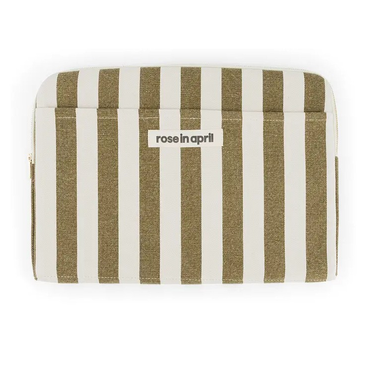 Pochette d'ordinateur Octave 13"/14" - Rayures - Olive / greige