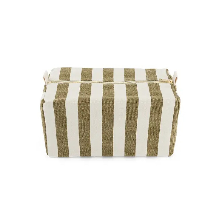 Trousse de toilette Vic - Rayures - Olive / greige