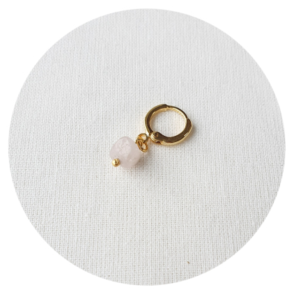 Boucle d'oreille à la pièce - Quartz Rose
