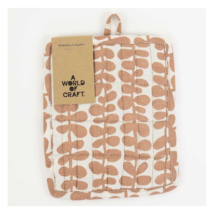 Manique - Carré -  Foliage - pink/offwhite