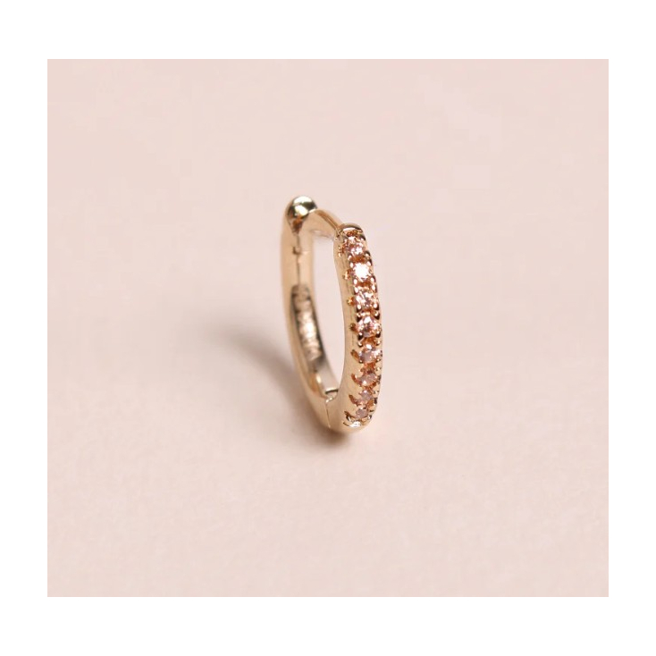 Boucle d'oreille à la pièce - Mini créole - Brillante - Champagne