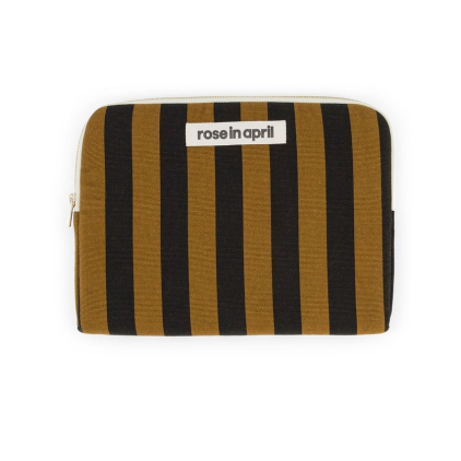 Pochette iPad Anouk - Rayures - Noir / cumin