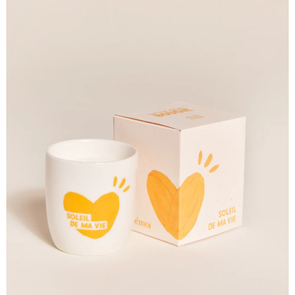 Bougie tasse - Soleil de ma vie - jaune