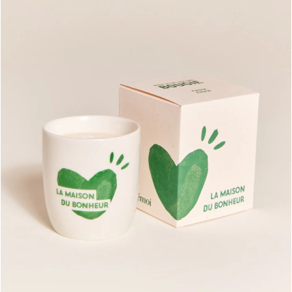 Bougie tasse - La maison du bonheur - vert
