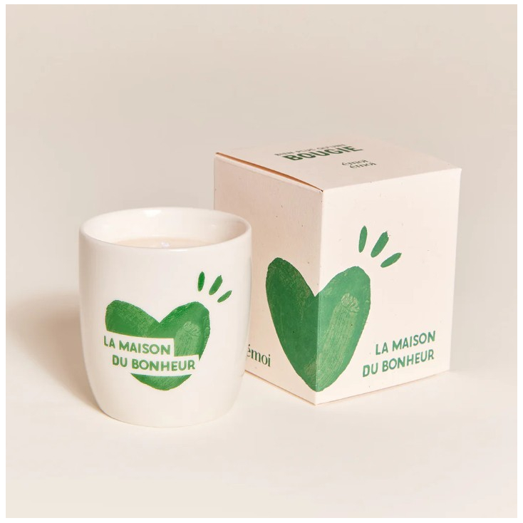 Bougie tasse - La maison du bonheur - vert