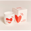 Bougie tasse - L'amour est déclaré - rouge