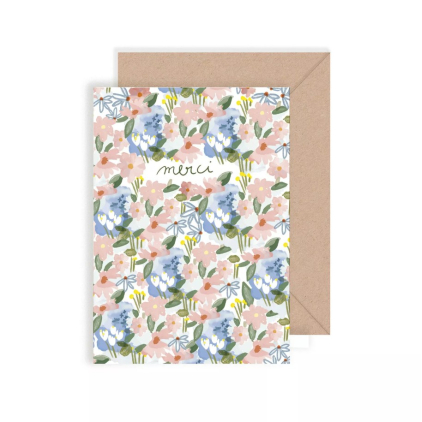 Carte double avec enveloppe - Merci - Parenthèse florale
