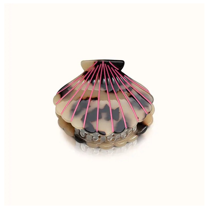 Pince à cheveux - Coquillage - Rose Léopard