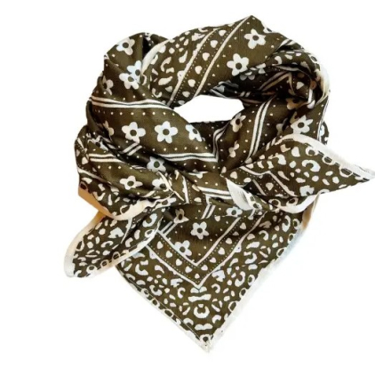 Foulard léopard - Flower green