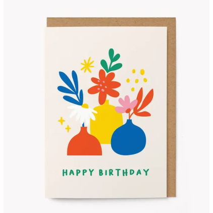 Carte avec enveloppe - Happy Birthday Vases - HOPE28