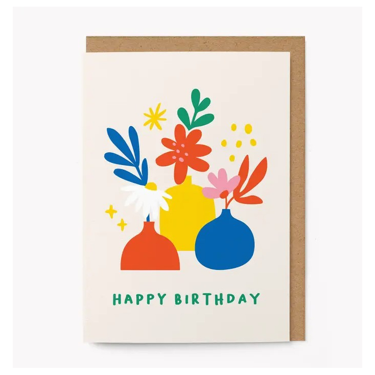 Carte avec enveloppe - Happy Birthday Vases - HOPE28