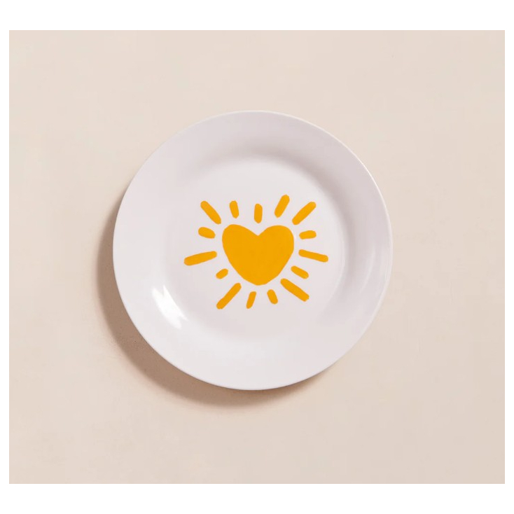 Assiette - Coeur solaire - Jaune