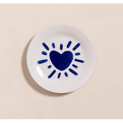 Assiette - Coeur solaire - Bleu