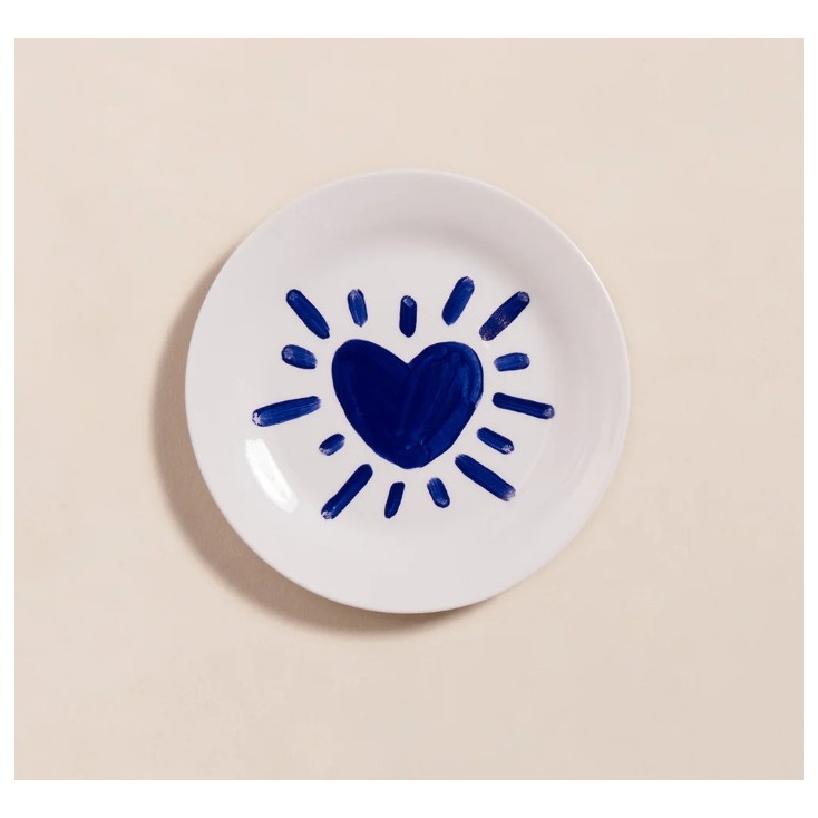 Assiette - Coeur solaire - Bleu