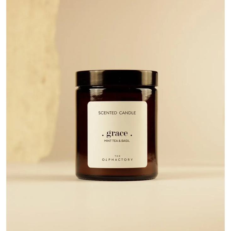 Bougie en verre 135g - Grace - Mint & Tea Basil