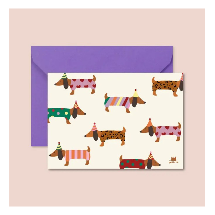 Carte avec enveloppe - Teckel Birthday