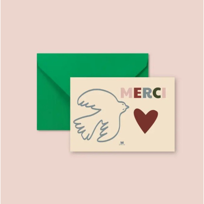 Mini carte avec enveloppe - Merci Oiseau