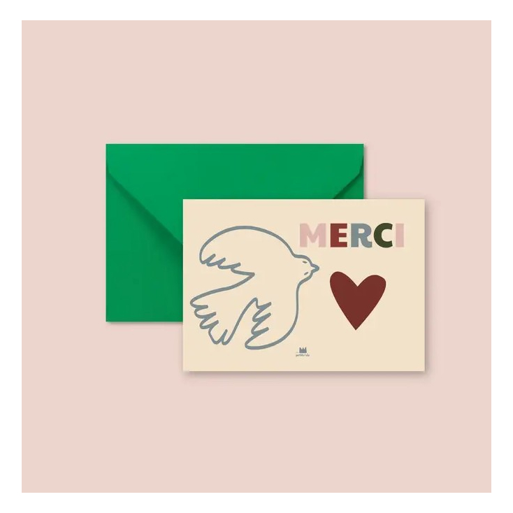 Mini carte avec enveloppe - Merci Oiseau
