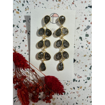 Boucles d'oreilles - messing - pierres grises