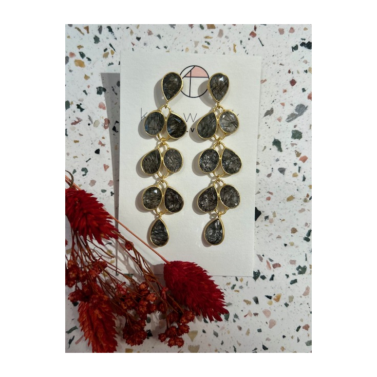 Boucles d'oreilles - messing - pierres grises