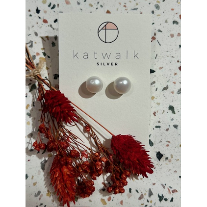 Boucles d'oreilles - messing - grosse perle nacrée