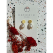 Boucles d'oreilles - messing - pastille martelée et perle nacrée