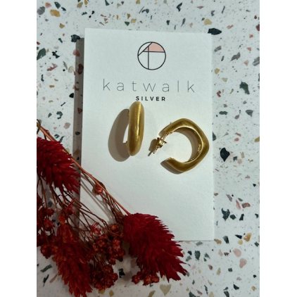 Boucles d'oreilles - messing - créoles épaisses crarré arrondi - medium