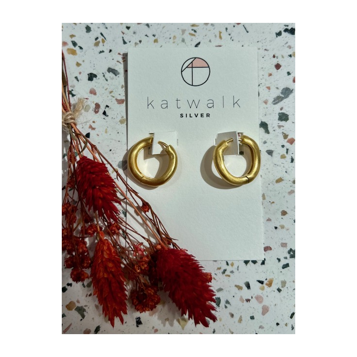 Boucles d'oreilles - messing - créoles épaisses irrégulières - medium