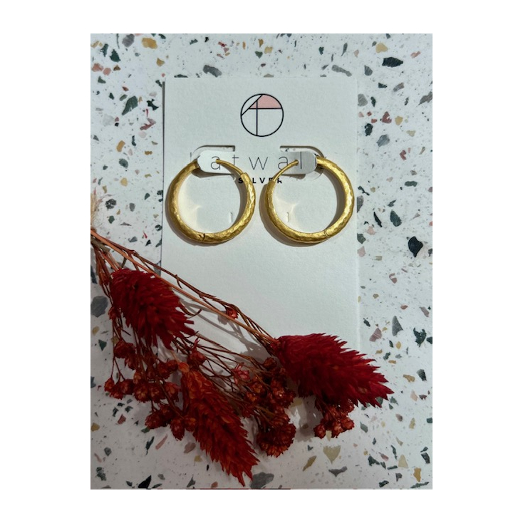 Boucles d'oreilles - messing - créoles épaisses martelées - medium