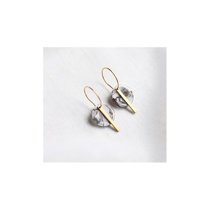 Boucles d'oreilles Lore acetate rose et laiton doré - F020