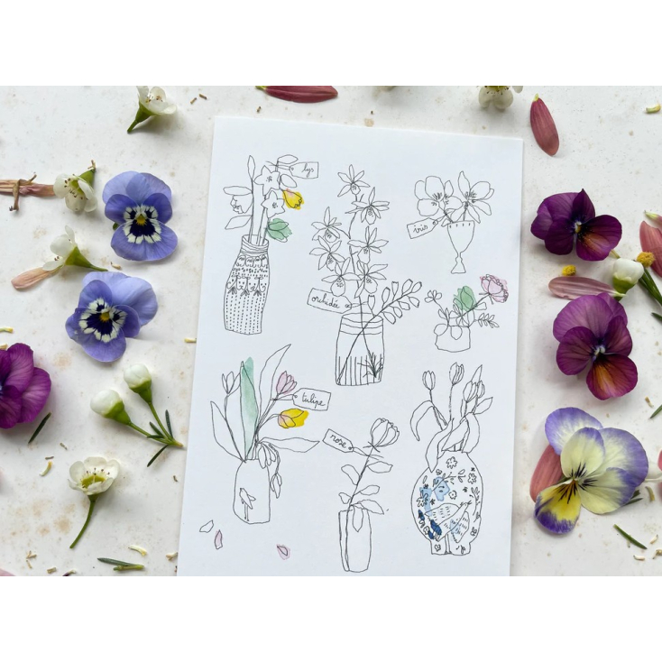Carte Postale Double - Vases de fleurs