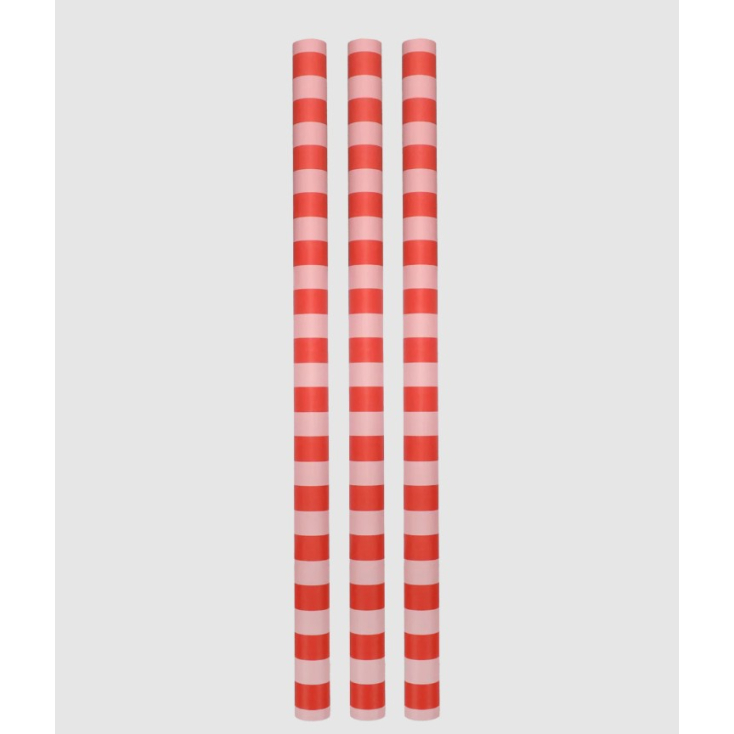 Papier Cadeau - Stripes - Poppy red, litchi