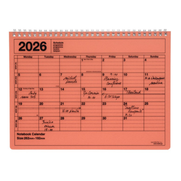 Notebook calendar 2026 S - Orange