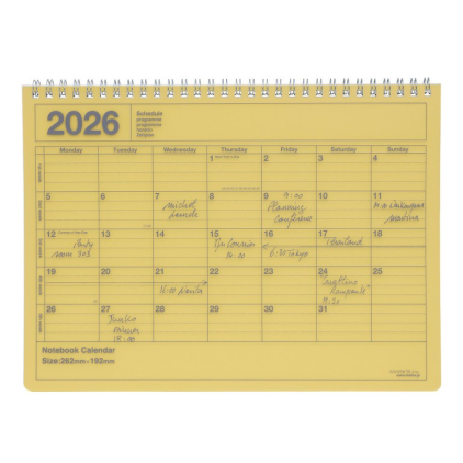 Notebook calendar 2026 S - Yellow