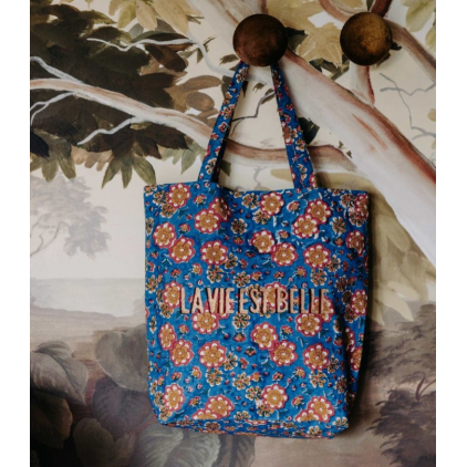 Tote Bag - La Vie Est Belle - Dalia - Bleu