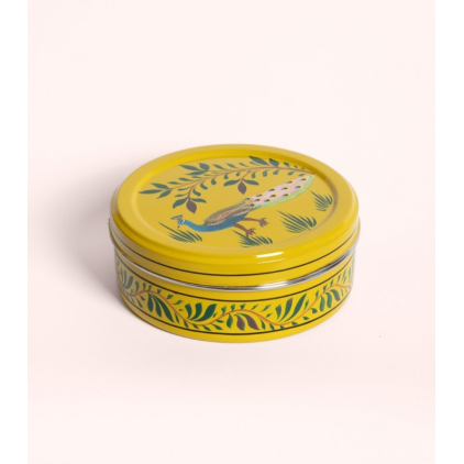 Boîte ronde en inox - Paon
