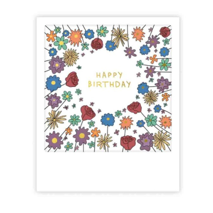 Mini carte postale - happy birthday flower frame - MP1127EN