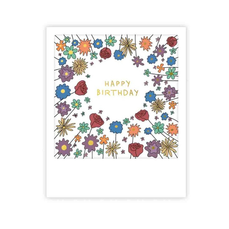 Mini carte postale - happy birthday flower frame - MP1127EN