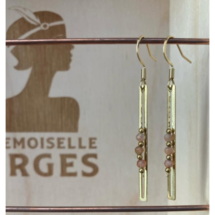 Boucles d'oreilles laiton doré - Eugénie - pierre de soleil