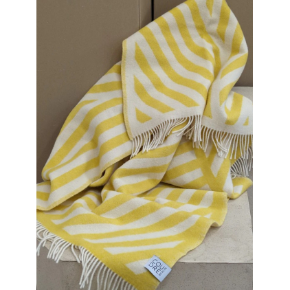 Wool blanket - Frank - Lemon, off white