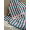Wool blanket - Stripes - Greenstone, rose