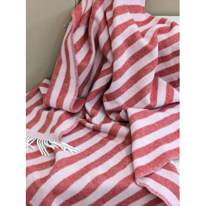Wool blanket - Stripes - Red, rose