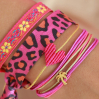 Bracelet Geweven - fleur - rose/jaune